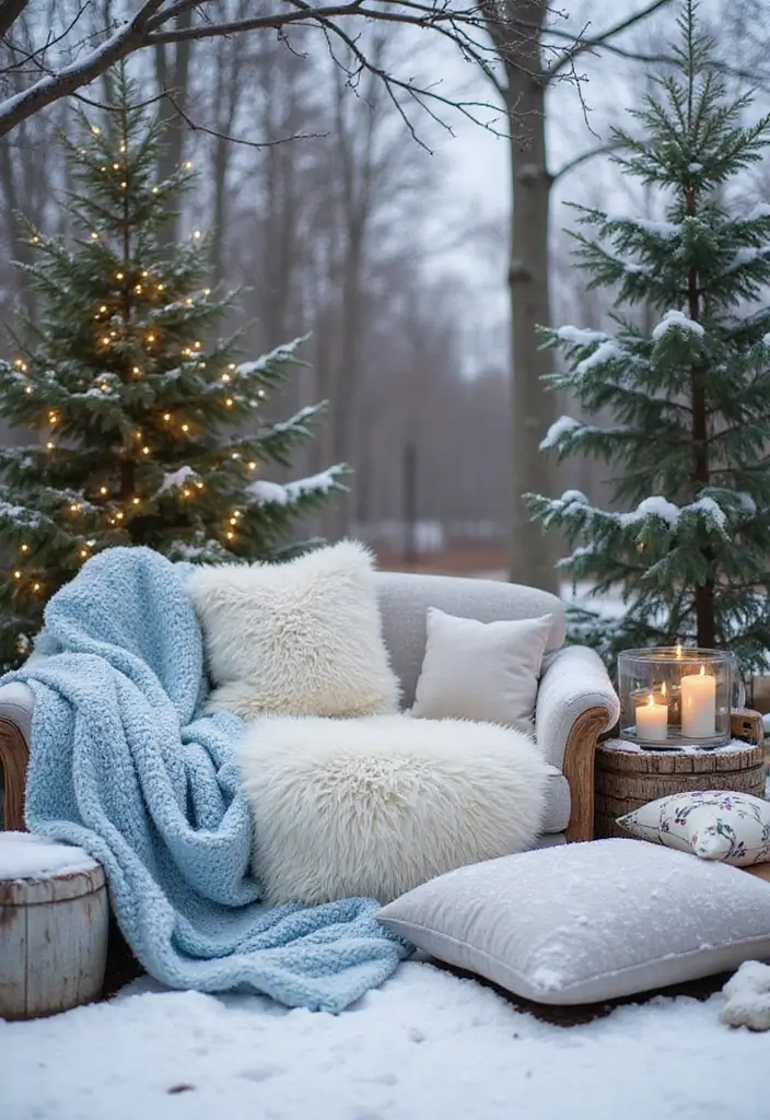 21 Themed Outdoor Tea Table Decor Ideas That'll Spark Your Imagination (Don't Miss #15!) - 19. Cozy Winter Wonderland