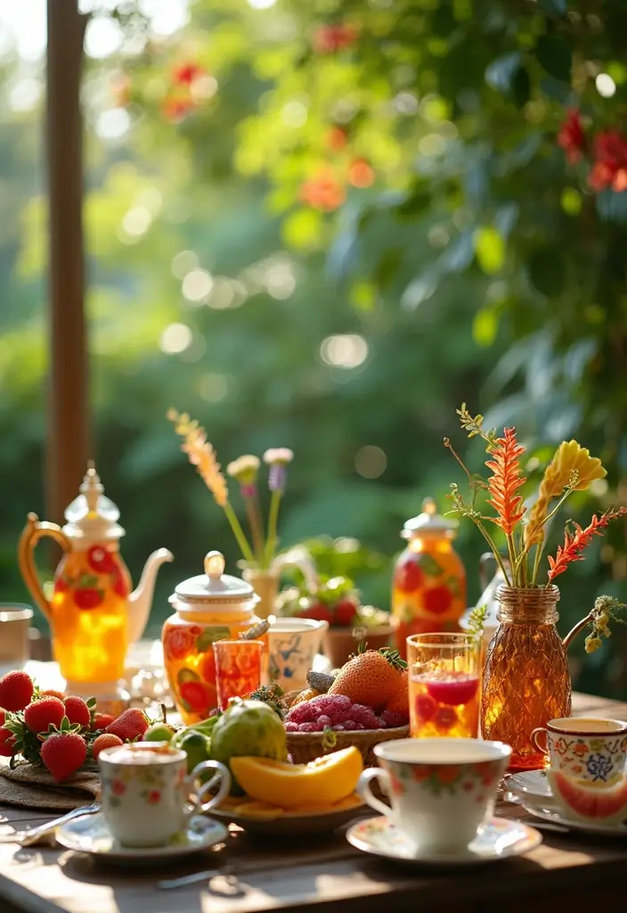 21 Themed Outdoor Tea Table Decor Ideas That'll Spark Your Imagination (Don't Miss #15!) - 3. Tropical Paradise Escape