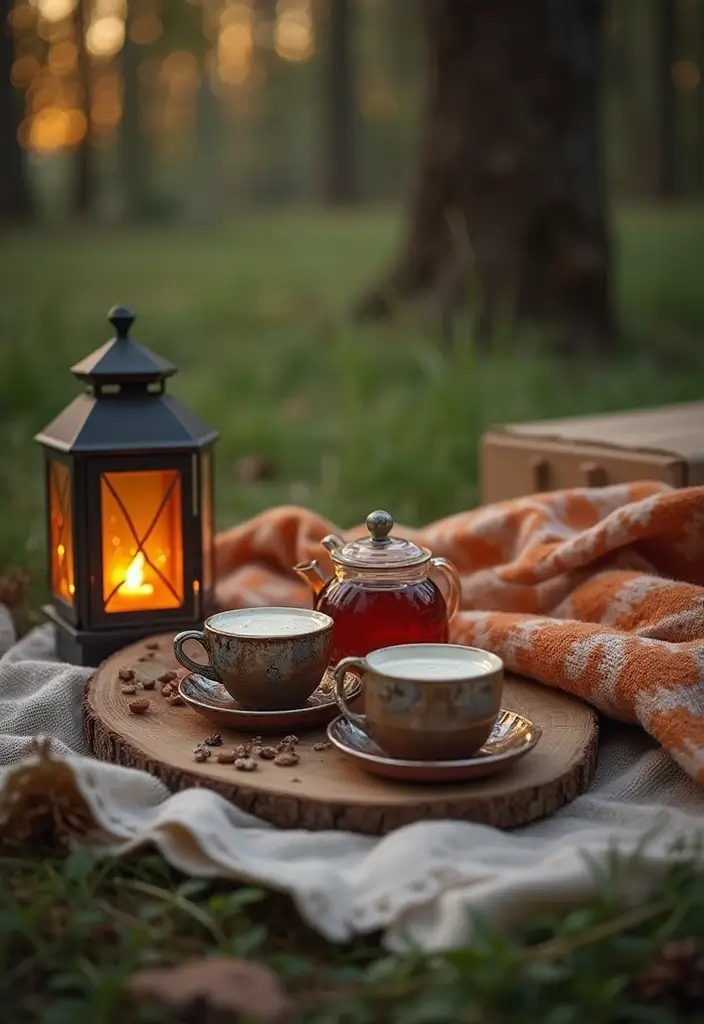 21 Themed Outdoor Tea Table Decor Ideas That'll Spark Your Imagination (Don't Miss #15!) - 9. Rustic Camping Retreat