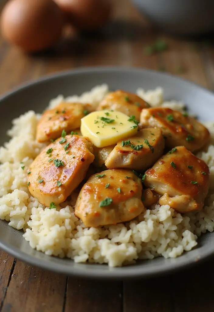 25 Comforting Rice with Chicken Recipes That'll Warm Your Soul (Wait Until You Try #12!) - 11. Garlic Butter Chicken and Rice