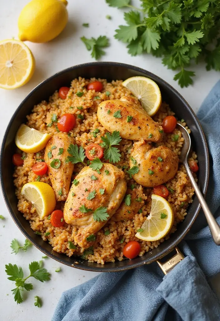 25 Comforting Rice with Chicken Recipes That'll Warm Your Soul (Wait Until You Try #12!) - 2. One-Pot Lemon Garlic Chicken and Rice