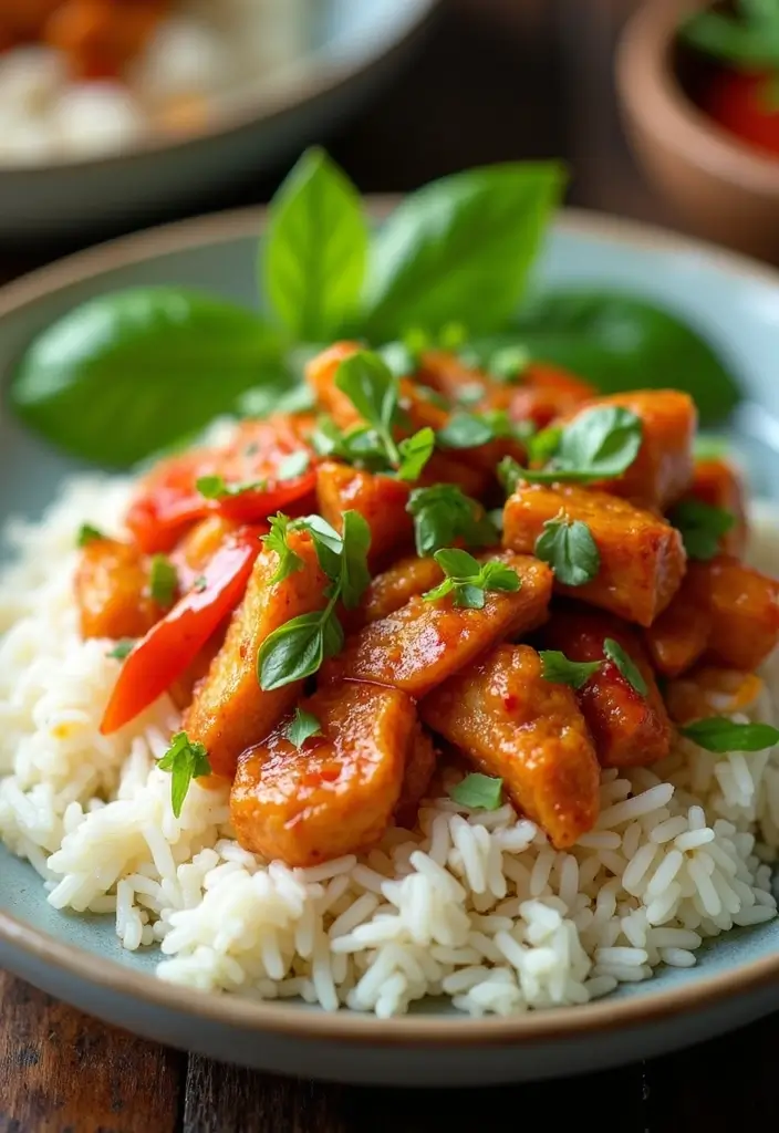 25 Comforting Rice with Chicken Recipes That'll Warm Your Soul (Wait Until You Try #12!) - 23. Thai Basil Chicken and Rice