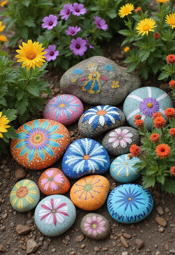 25 Stylish DIY Garden Decor Ideas That Will Wow Your Guests (You’ll Want #12 in Your Yard!) - 11. Painted Rocks