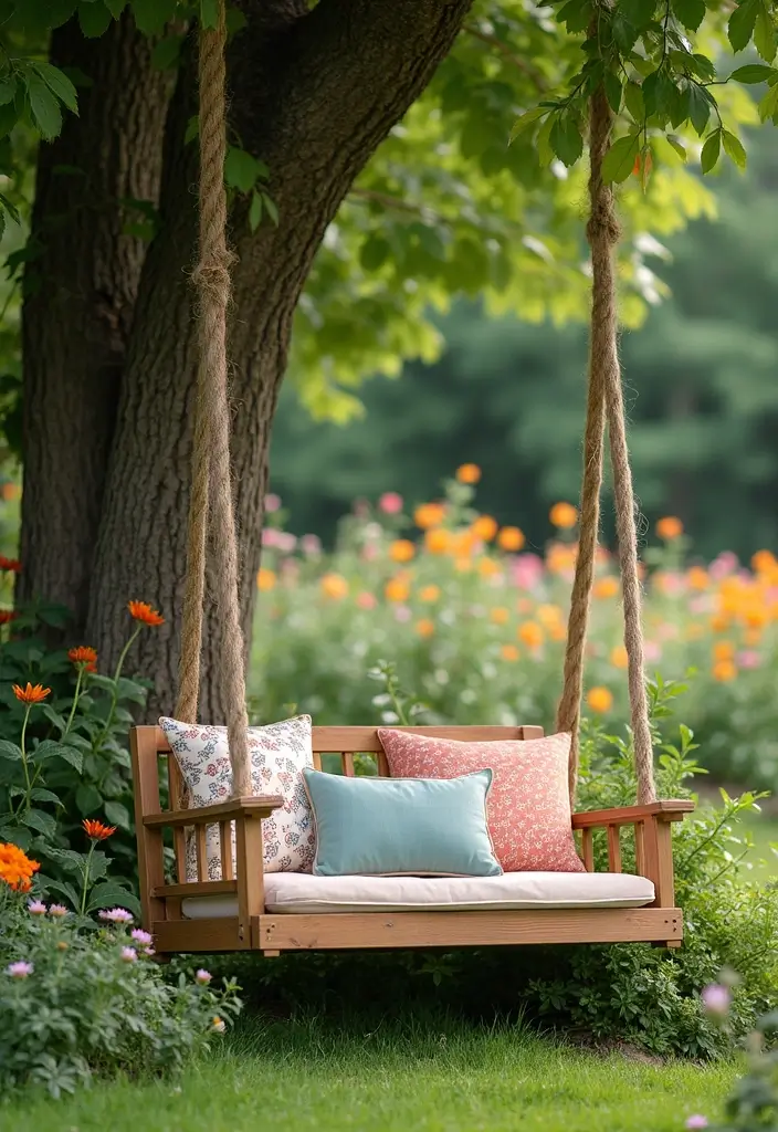 25 Stylish DIY Garden Decor Ideas That Will Wow Your Guests (You’ll Want #12 in Your Yard!) - 16. Garden Swing