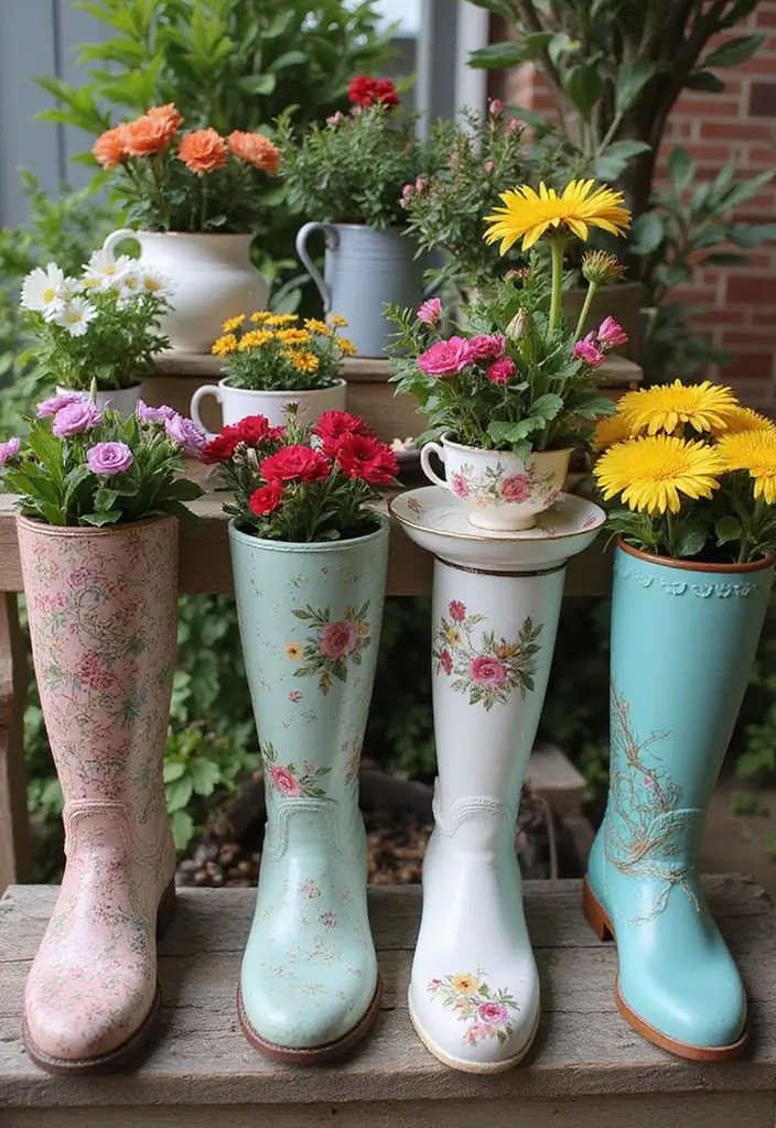 25 Stylish DIY Garden Decor Ideas That Will Wow Your Guests (You’ll Want #12 in Your Yard!) - 24. Unique Garden Containers