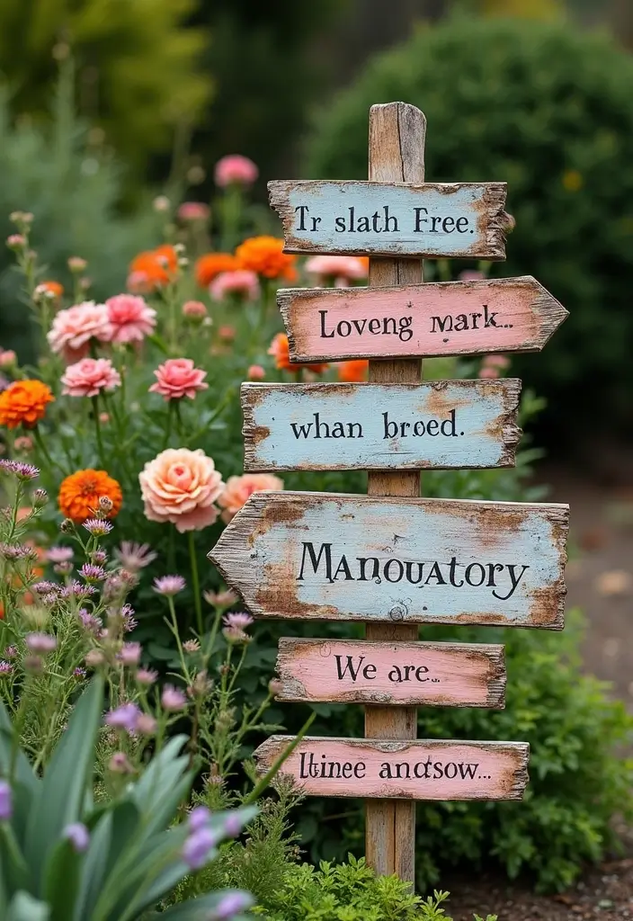25 Stylish DIY Garden Decor Ideas That Will Wow Your Guests (You’ll Want #12 in Your Yard!) - 8. Rustic Wooden Signs