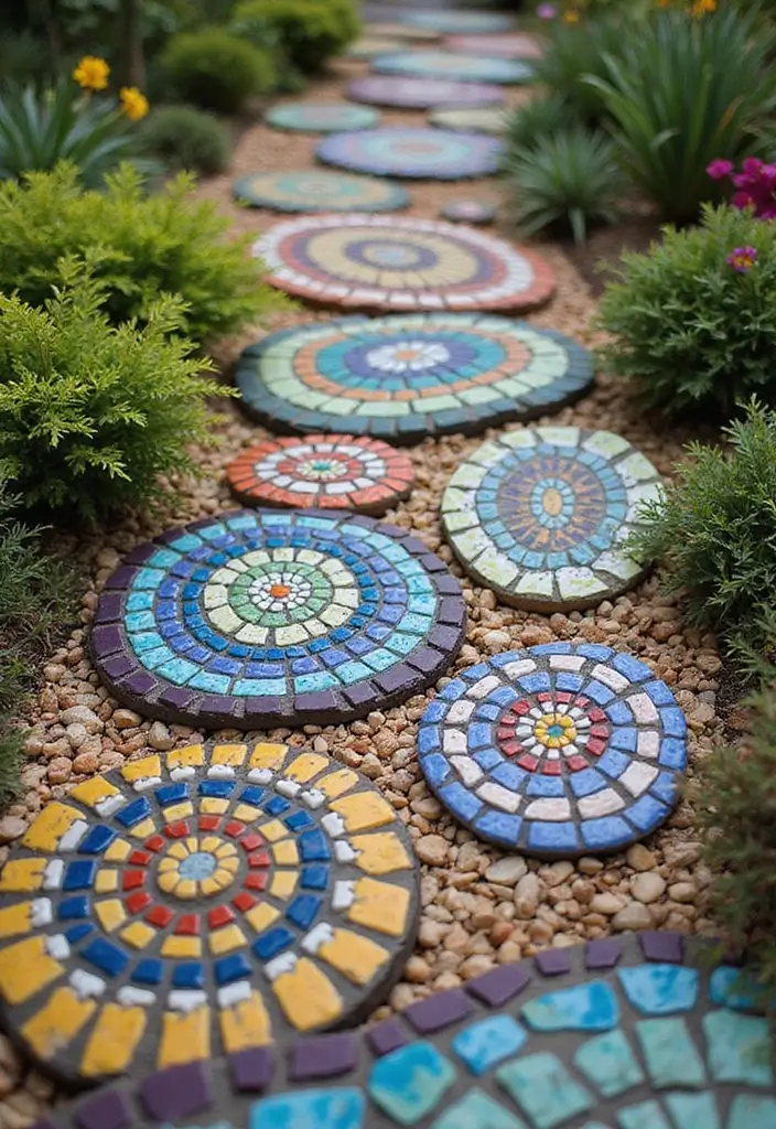 25 Stylish DIY Garden Decor Ideas That Will Wow Your Guests (You’ll Want #12 in Your Yard!) - 9. DIY Mosaic Stepping Stones