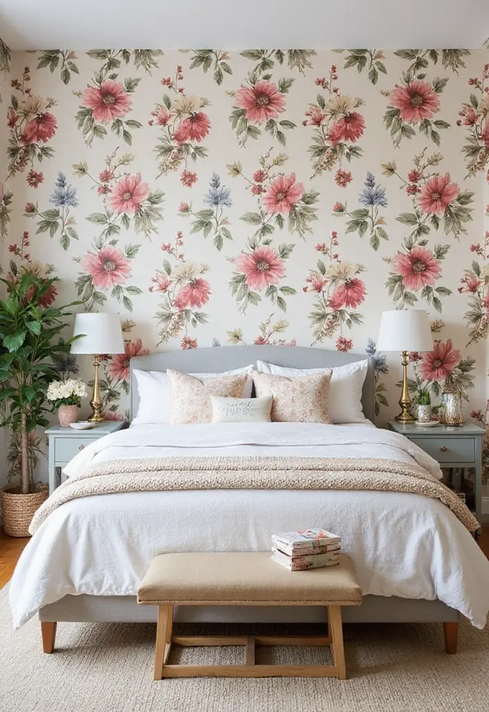 25 Whimsical Fairy Bedroom Ideas That'll Make You Believe in Magic Again! - 24. Playful Floral Wallpaper