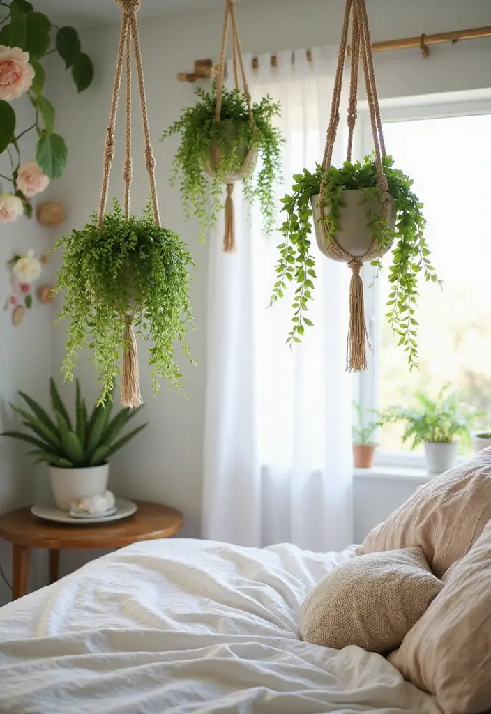25 Whimsical Fairy Bedroom Ideas That'll Make You Believe in Magic Again! - 6. Hanging Plants and Floral Touches