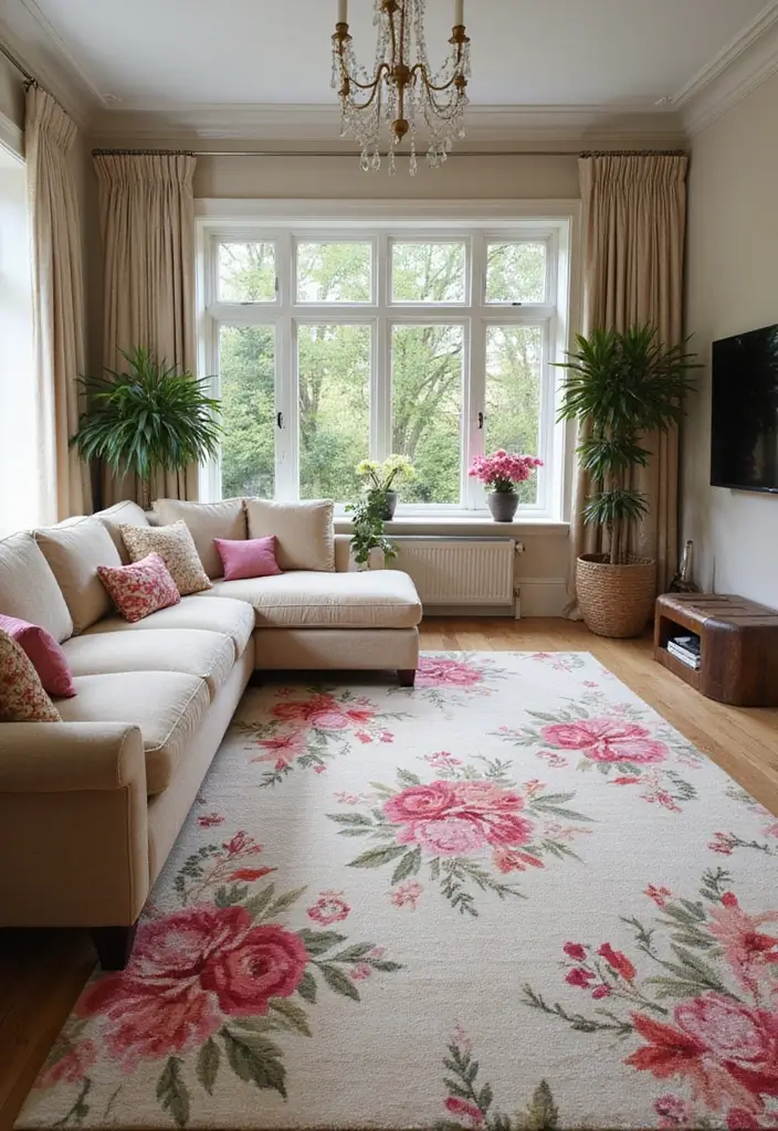 19 Colorful Carpet Designs for Living Rooms That Will Brighten Your Day (Wait Until You See #10!) - 10. The Allure of Floral Patterns