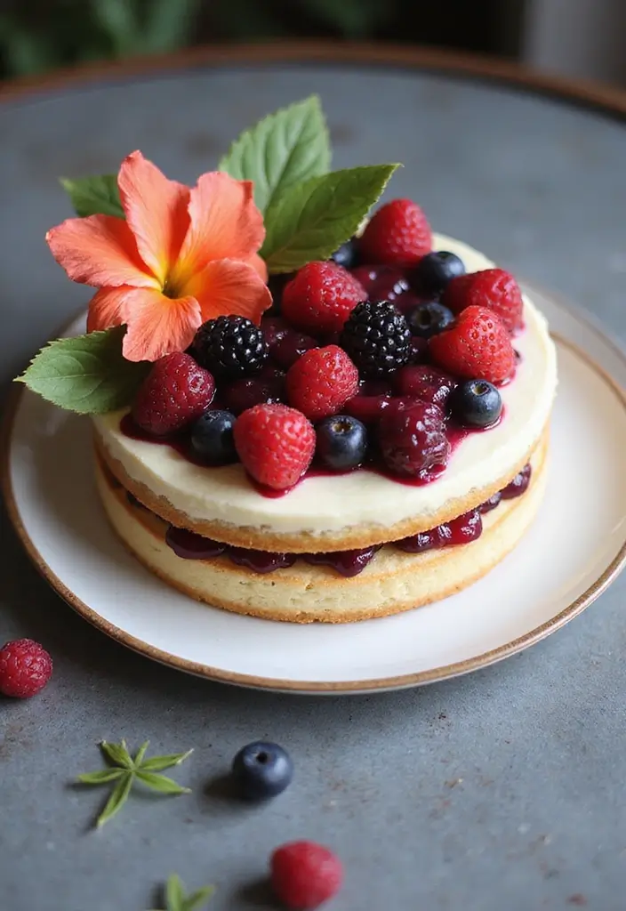 20 Stunning Moana Cake Designs to Make Your Birthday Celebration Unforgettable! - 14. Hearty Vanilla and Berry Cake
