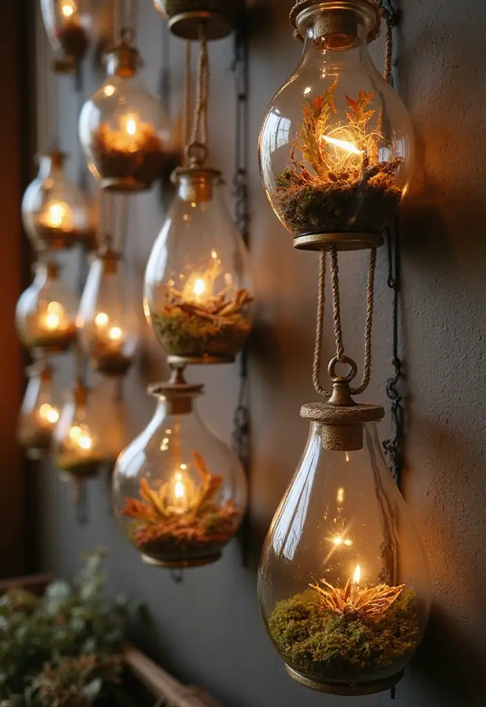 14 Fall Wall Decor Ideas That'll Make Your Walls Sing with Autumn Vibes! - 13. Hanging Terrariums