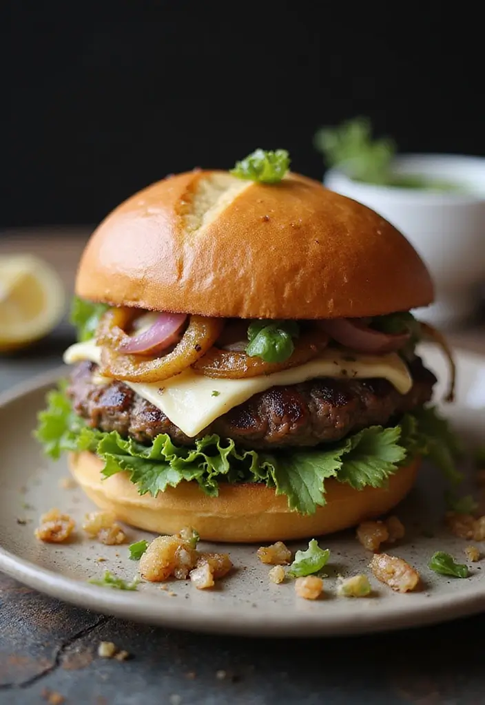 21 Cheesy Cheeseburger Recipes That'll Make You Melt (Literally!) - 6. Blue Cheese & Caramelized Onion Burger