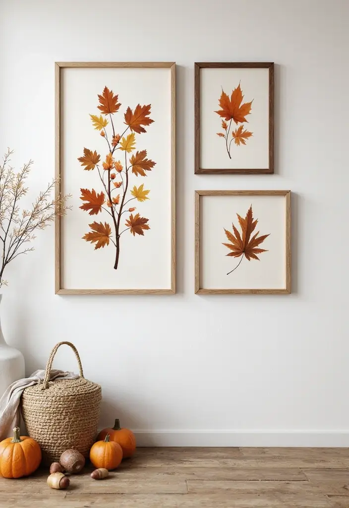 14 Fall Wall Decor Ideas That'll Make Your Walls Sing with Autumn Vibes! - 7. Nature-Inspired Wall Art