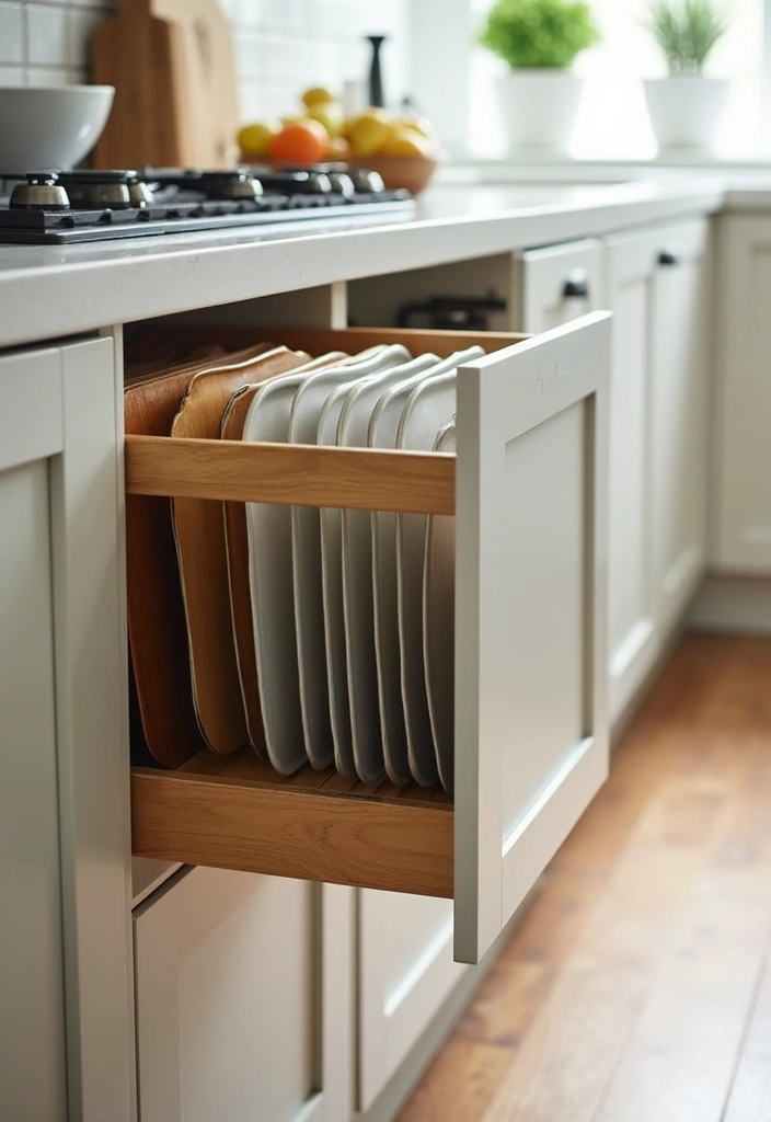 20 Drawer Storage Solutions That Will Revolutionize Your Kitchen (#8 Is a Game-Changer!) - 14. Vertical Storage for Baking Sheets