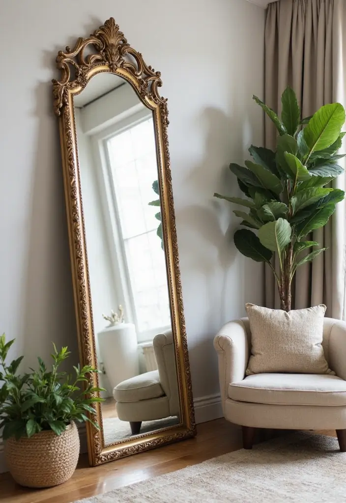 15 Stunning Mirror Decor Ideas That Will Transform Your Living Room (Wait Until You See #9!) - 2. Statement Floor Mirror