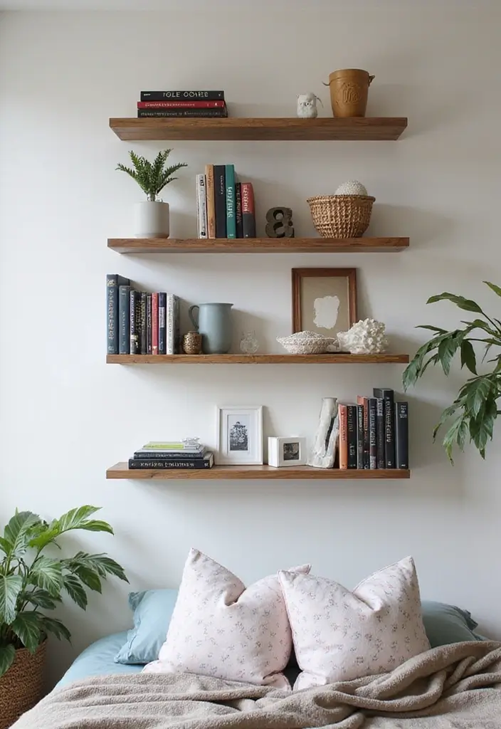 25 Trendy Teen Room Decor Ideas That'll Make You Want to Redecorate ASAP! - 17. Wall Shelves for Decor