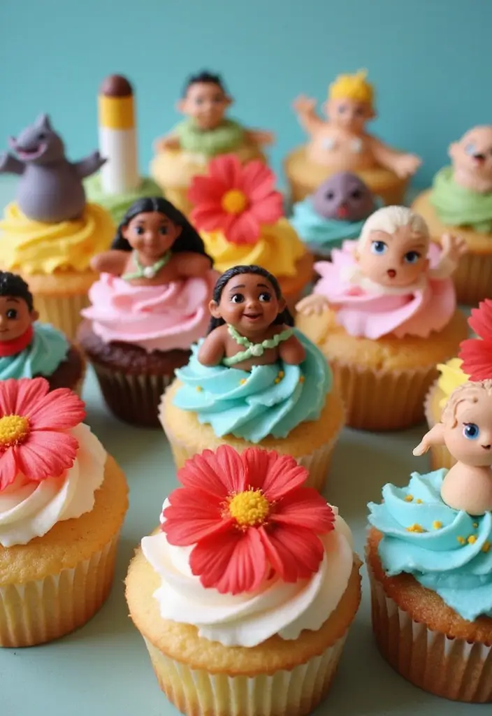 20 Stunning Moana Cake Designs to Make Your Birthday Celebration Unforgettable! - 17. Mini Moana Cupcakes