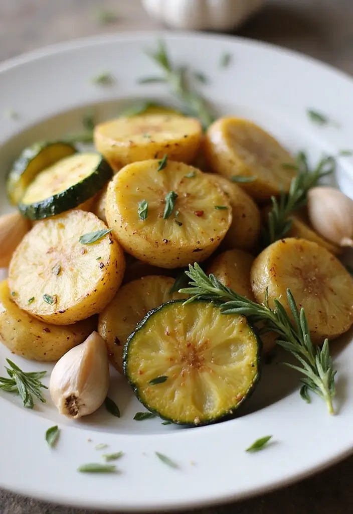 20 Comforting Garlic Herb Roasted Potatoes & Zucchini Recipes You Can't Resist! - 11. Garlic Rosemary Roasted Veggies