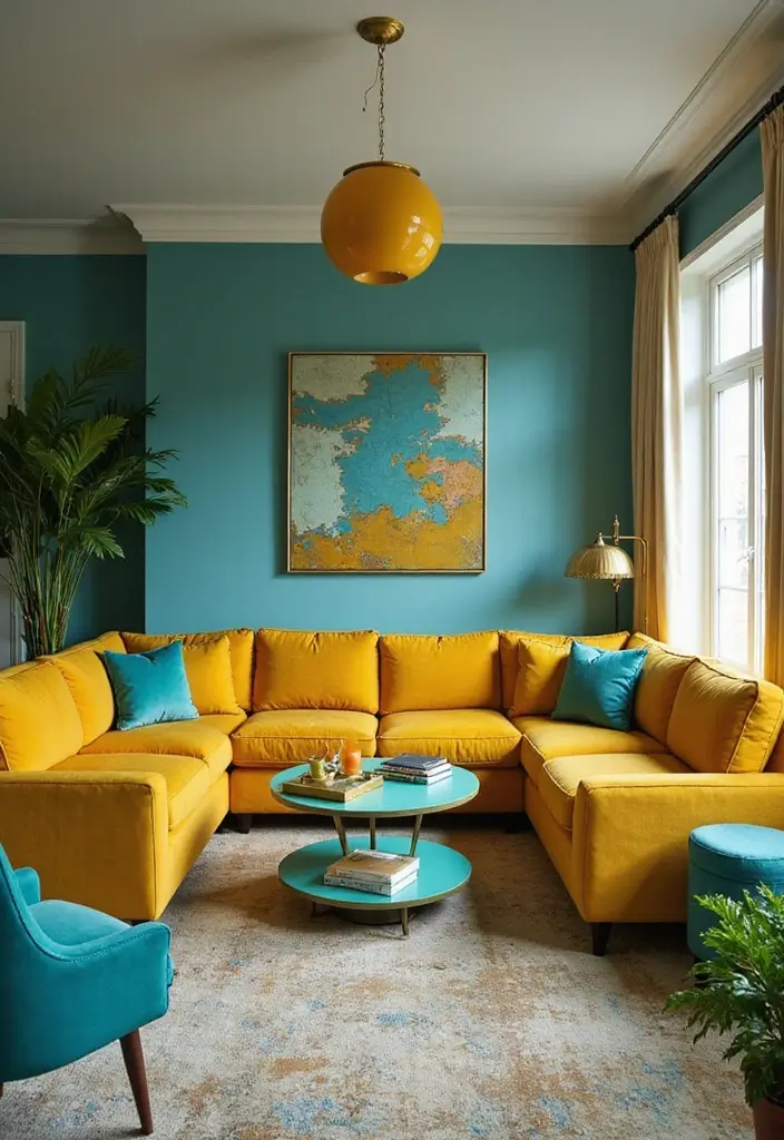 12 Art Deco Color Palettes That Will Inspire Your Next Home Makeover (Don’t Miss #6!) - 6. Mustard Yellow & Teal (Don’t Miss This One!)