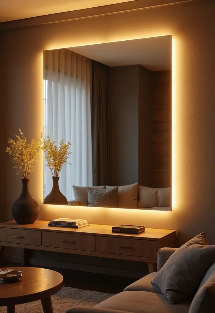 15 Stunning Mirror Decor Ideas That Will Transform Your Living Room (Wait Until You See #9!) - 10. Mirrors with LED Lighting