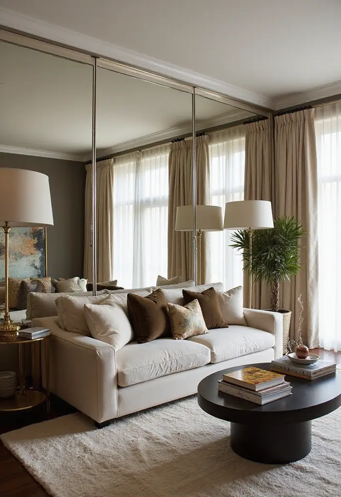 15 Stunning Mirror Decor Ideas That Will Transform Your Living Room (Wait Until You See #9!) - 12. Mirrored Accent Walls