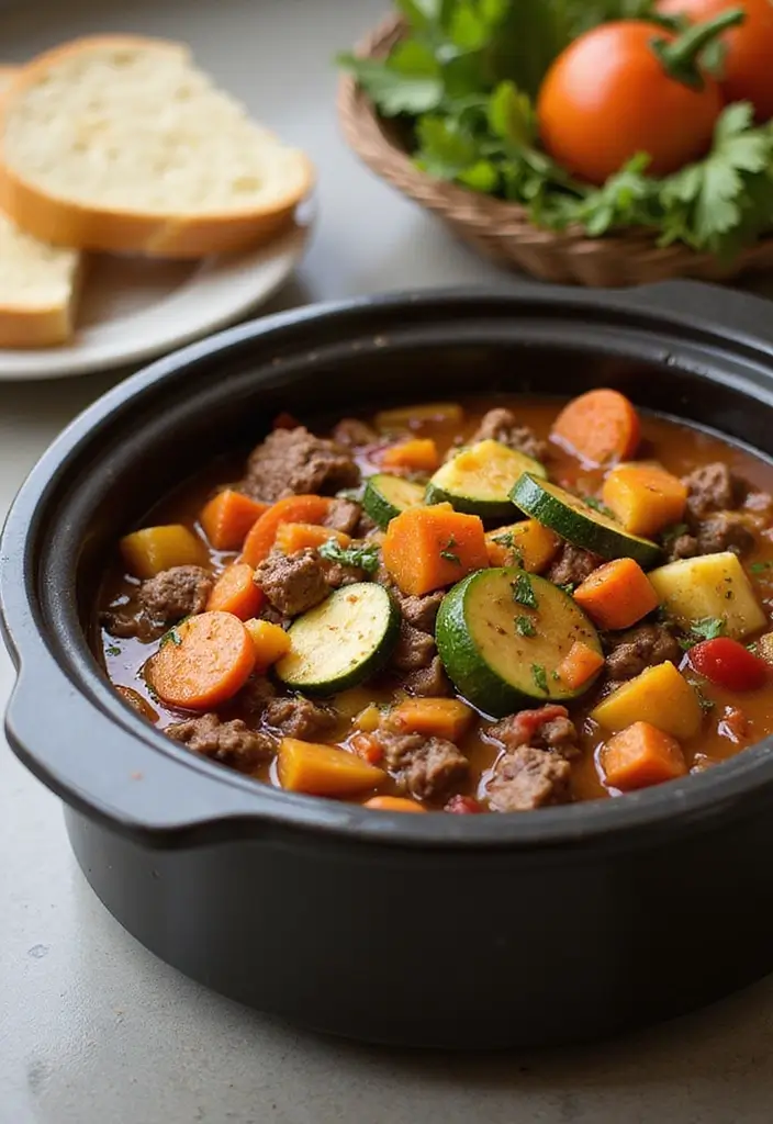 6 Slow Cooker Beef Stews That Are Simplicity at Its Best (Pair with Garlic Bread for Perfection!) - 3. Hearty Vegetable Beef Stew