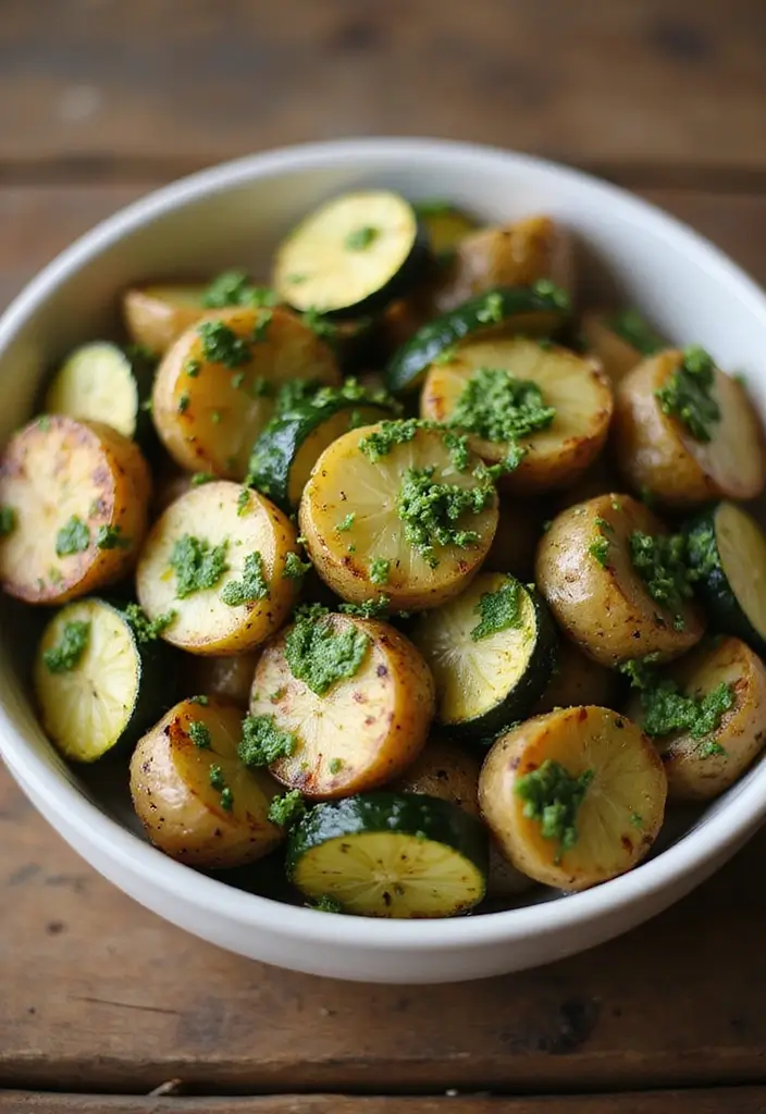 20 Comforting Garlic Herb Roasted Potatoes & Zucchini Recipes You Can't Resist! - 16. Garlic Herb Roasted Veggies with Pesto