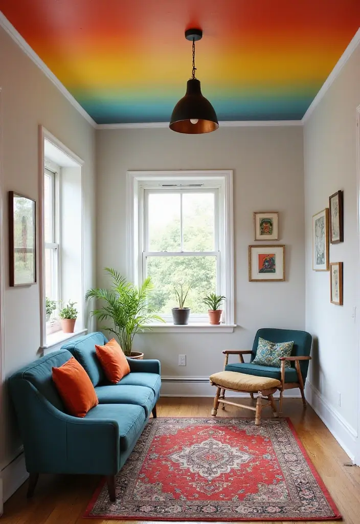 16 False Ceiling Hacks for Small Rooms That'll Maximize Your Space! - 8. Add a Pop of Color with Accent Ceilings