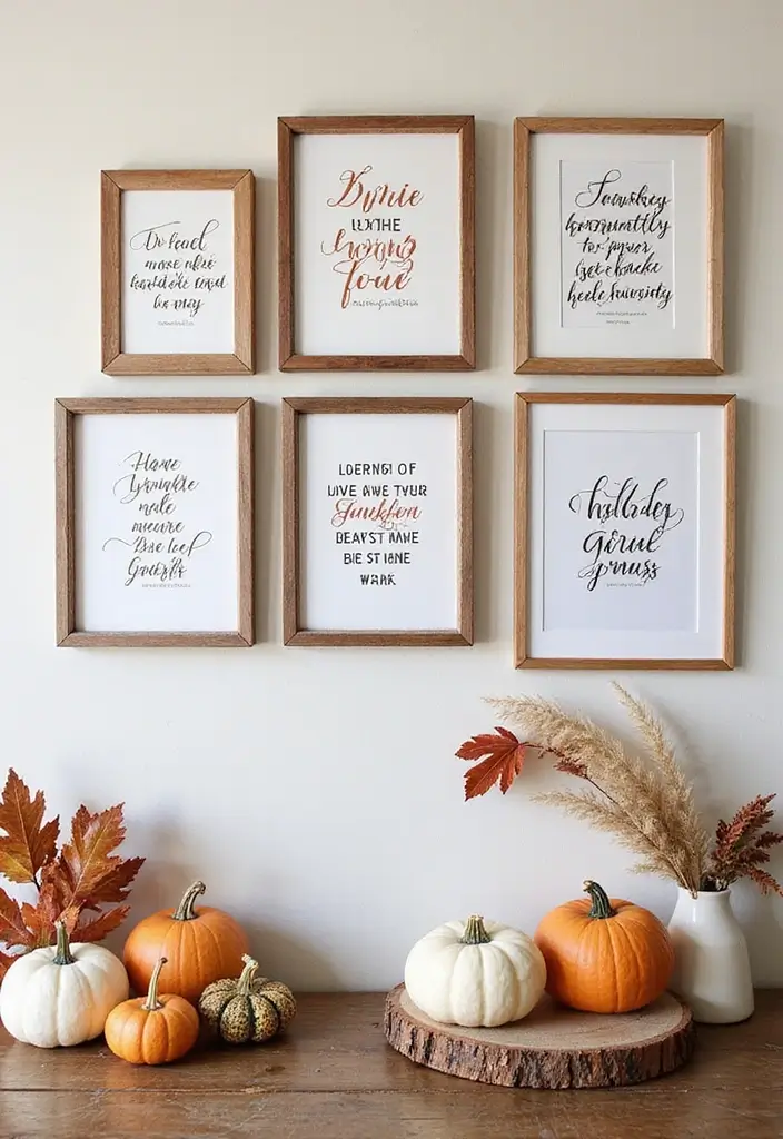 14 Fall Wall Decor Ideas That'll Make Your Walls Sing with Autumn Vibes! - 10. Framed Autumn Quotes