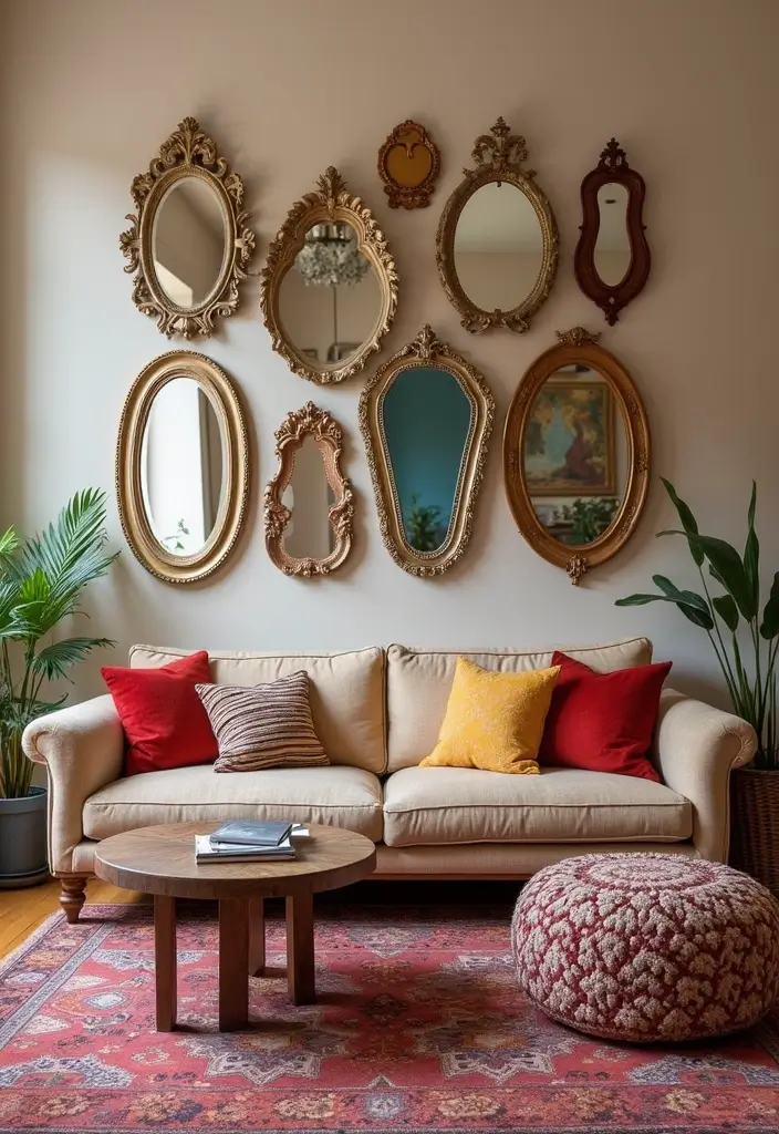 15 Stunning Mirror Decor Ideas That Will Transform Your Living Room (Wait Until You See #9!) - 9. Unique Shaped Mirrors (Don’t Miss This!)