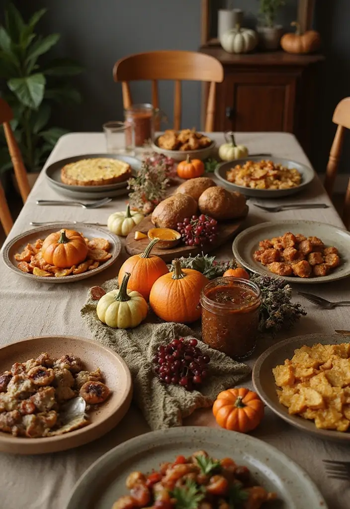 10 Cozy Fall Table Decorations to Transform Your Dining Experience This Season! - 10. The Cozy Finale: A Harvest Feast