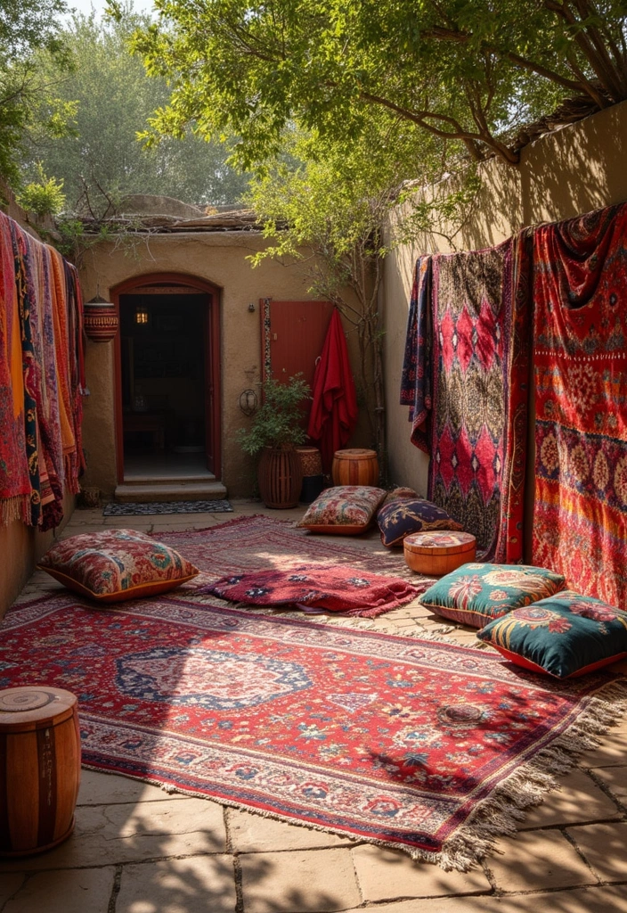 21 Stunning Bohemian Outdoor Spaces That Will Make You Never Want to Leave! - 6. Colorful Textile Layers