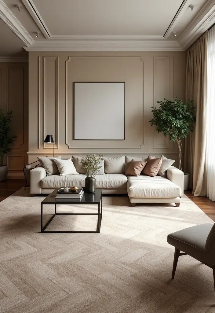 19 Colorful Carpet Designs for Living Rooms That Will Brighten Your Day (Wait Until You See #10!) - 16. Elegant Herringbone