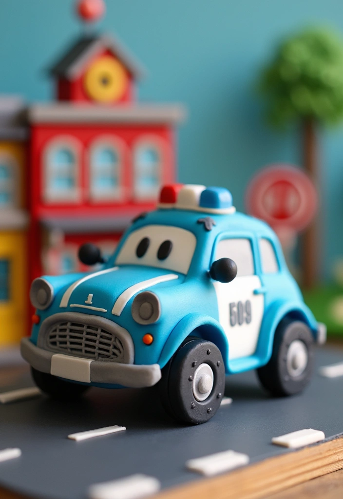 20 Amazing Car Design Birthday Cakes That Will Steal the Show (You Won't Believe #12!) - 8. Police Car Cake for Aspiring Officers