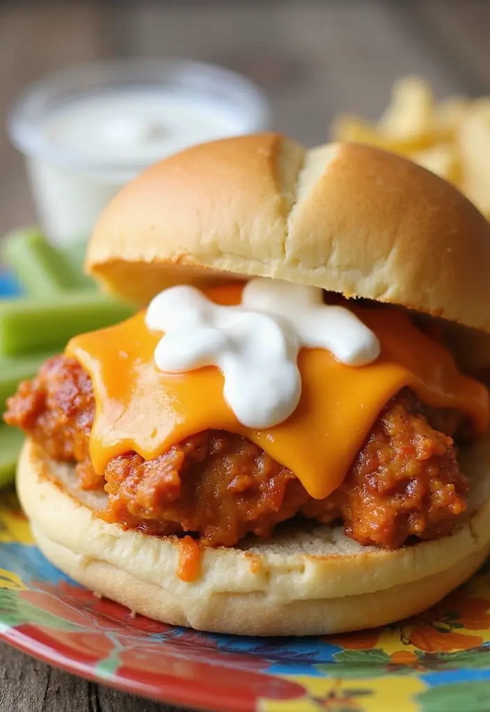 21 Cheesy Cheeseburger Recipes That'll Make You Melt (Literally!) - 20. Buffalo Chicken Cheeseburger