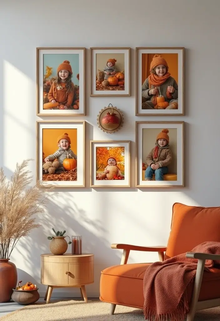 14 Fall Wall Decor Ideas That'll Make Your Walls Sing with Autumn Vibes! - 14. Seasonal Photo Collage