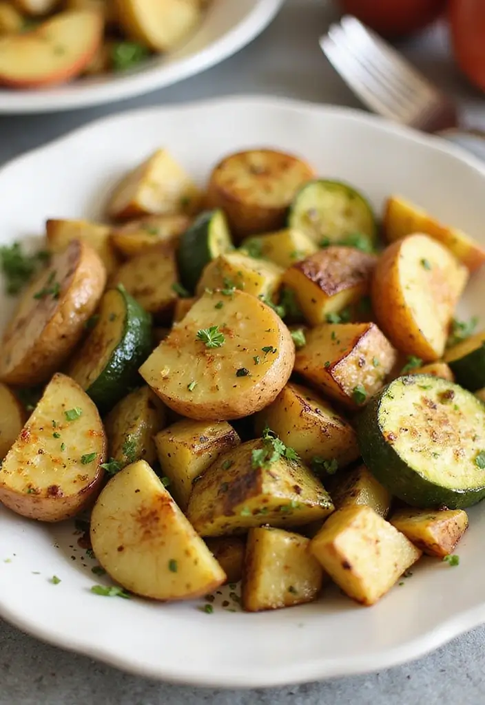 20 Comforting Garlic Herb Roasted Potatoes & Zucchini Recipes You Can't Resist! - 18. Garlic Herb Roasted Veggies with Apples