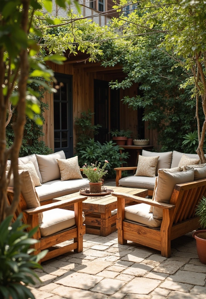 21 Stunning Bohemian Outdoor Spaces That Will Make You Never Want to Leave! - 17. Rustic Wooden Furniture