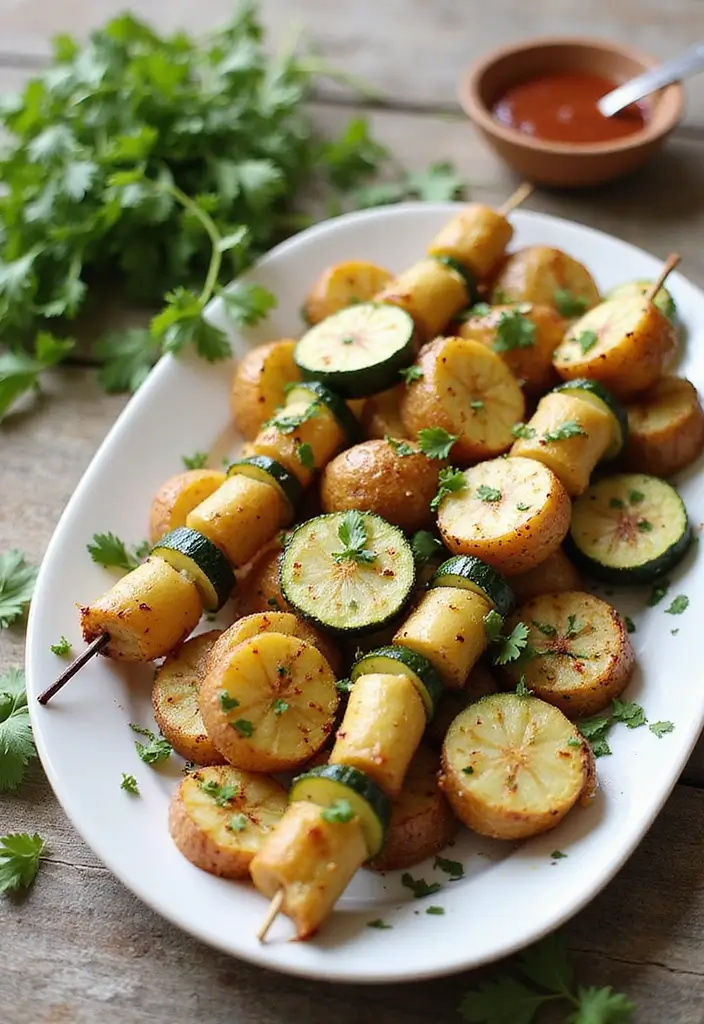 20 Comforting Garlic Herb Roasted Potatoes & Zucchini Recipes You Can't Resist! - 3. Herb-Infused Roasted Potatoes & Zucchini Skewers