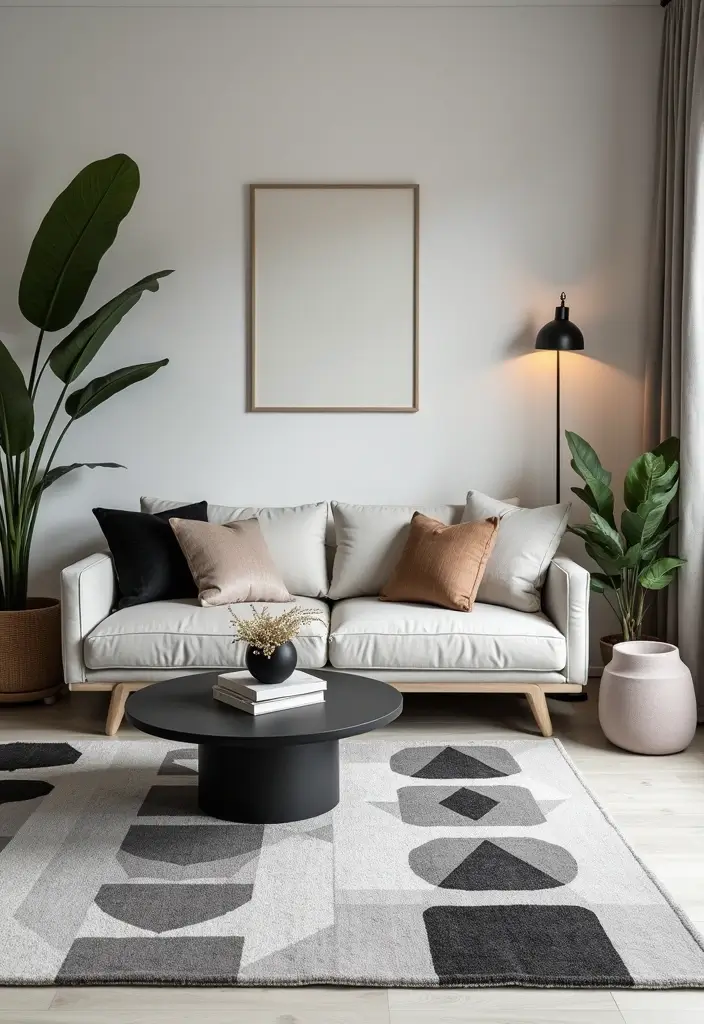 19 Colorful Carpet Designs for Living Rooms That Will Brighten Your Day (Wait Until You See #10!) - 18. Chic Monochrome