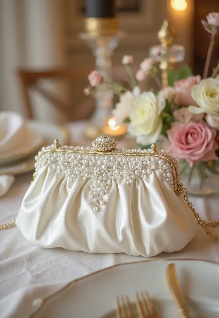 17 Trendy Handmade Pearl Pouches That Will Steal the Show This Wedding Season! - 1. Classic White Pearl Clutch