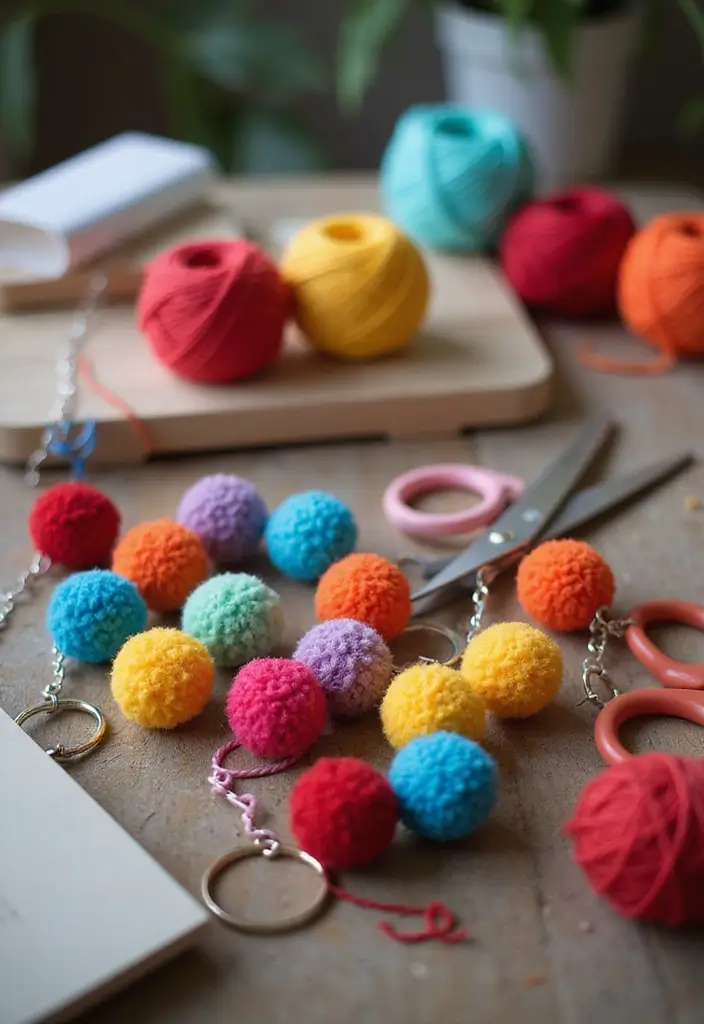 21 Fun Craft Ideas That'll Keep You Busy All Weekend (You Won't Believe #8!) - 2. Pom-Pom Keychains