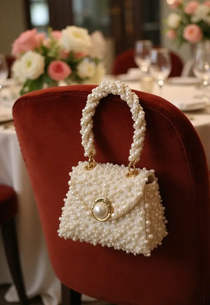 17 Trendy Handmade Pearl Pouches That Will Steal the Show This Wedding Season! - 9. Twisted Pearl Handle Pouch