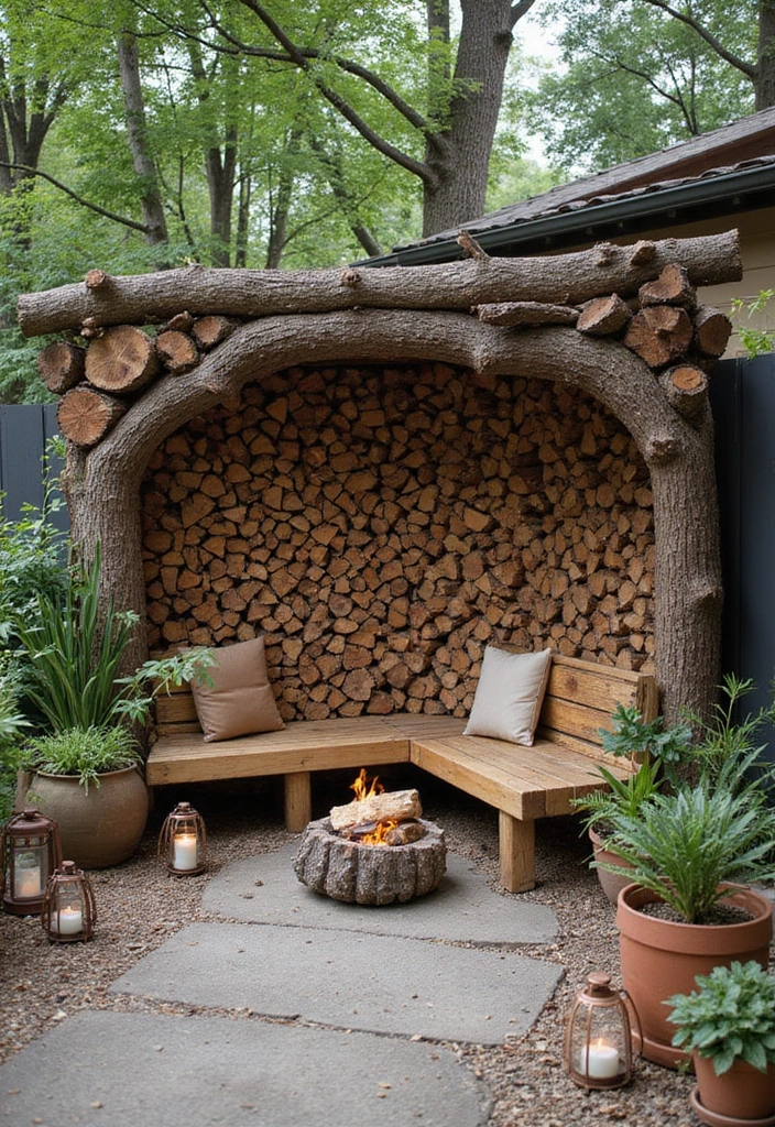 21 Stunning Bohemian Outdoor Spaces That Will Make You Never Want to Leave! - 9. Sustainable Firewood & Decor