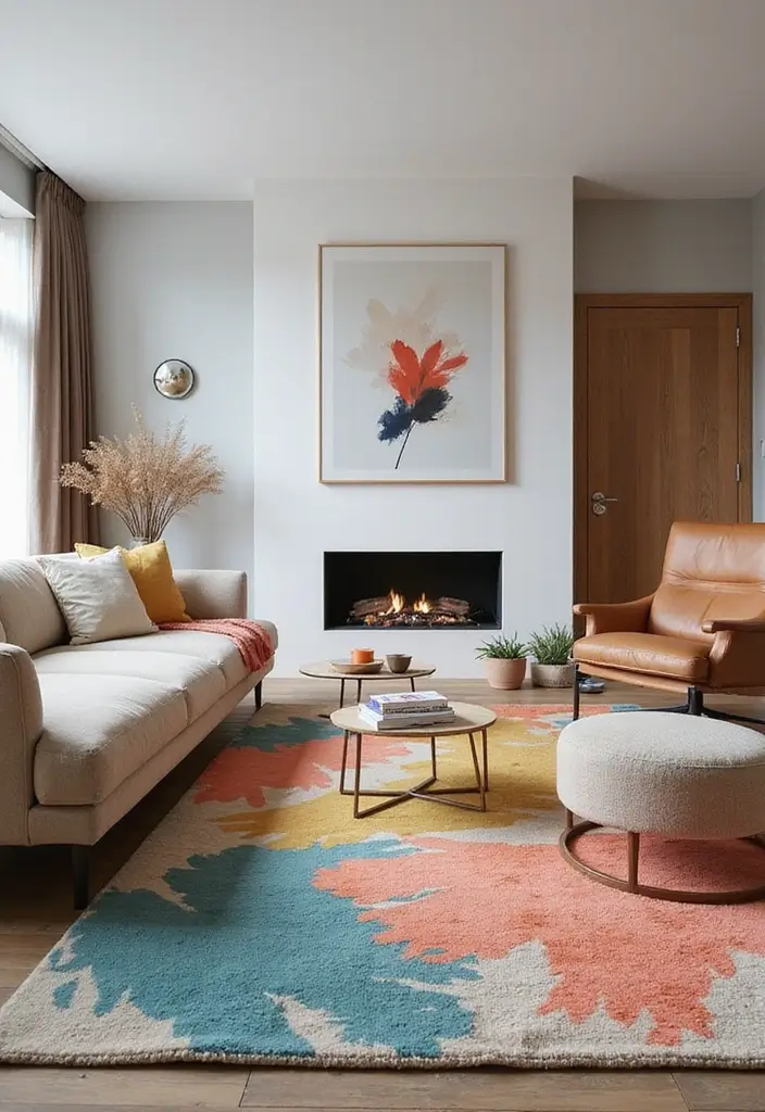 19 Colorful Carpet Designs for Living Rooms That Will Brighten Your Day (Wait Until You See #10!) - 7. Artistic Expression