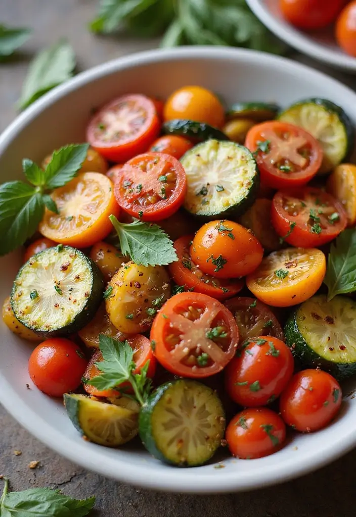 20 Comforting Garlic Herb Roasted Potatoes & Zucchini Recipes You Can't Resist! - 8. Garlic-Infused Roasted Tomato and Zucchini Medley