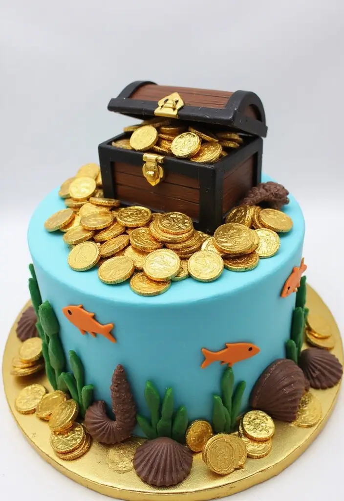20 Stunning Moana Cake Designs to Make Your Birthday Celebration Unforgettable! - 10. Underwater Treasure Cake
