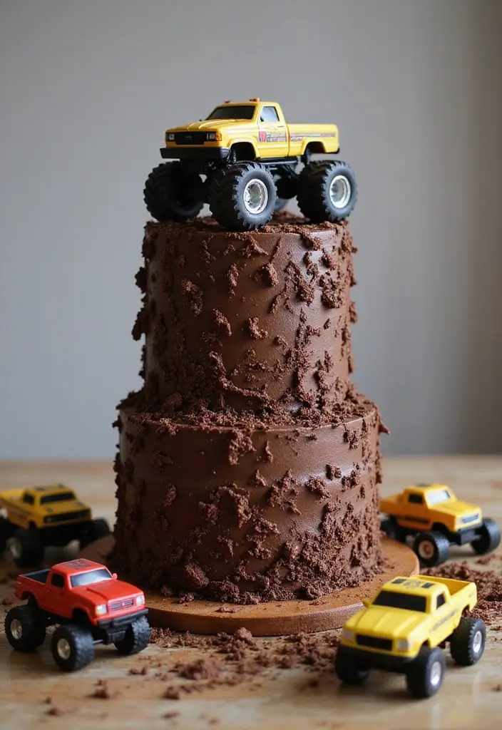 20 Amazing Car Design Birthday Cakes That Will Steal the Show (You Won't Believe #12!) - 10. Monster Truck Cake for Big Fun