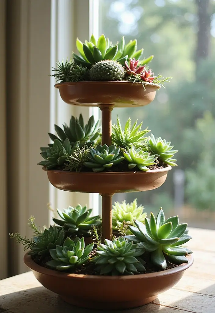 15 Vertical Garden Ideas That Will Transform Your Urban Space into a Green Oasis! - 10. Succulent Towers: Easy and Chic